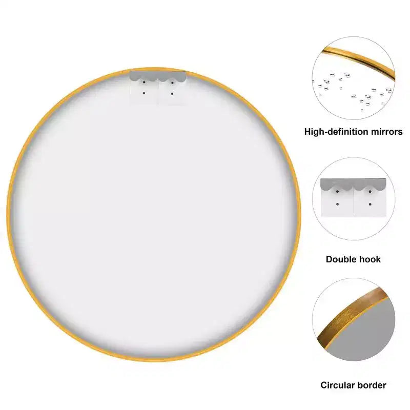 PexFix 20 Inch Modern Wall Mirror Aluminum Alloy Thin-Frame Circular Bathroom Hanging Mirror For Over Sink Entryway Bathroom Bedroom Vanity in Gold