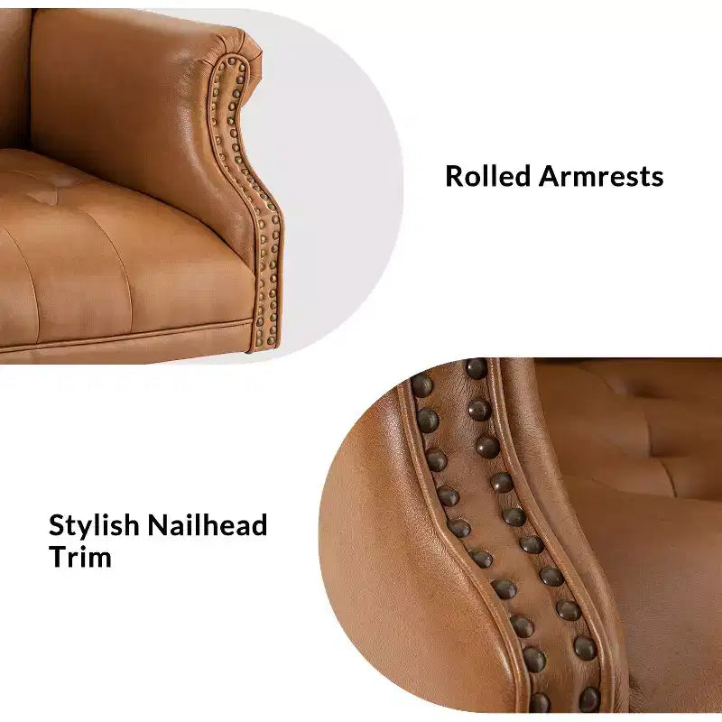 Amadeo Traditional Faux Leather Executive Chair with Solid Wood Base and Tufted Back|HULALA HOME