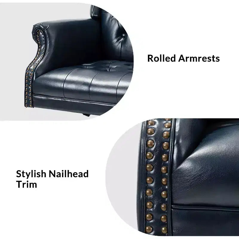 Amadeo Traditional Faux Leather Executive Chair with Solid Wood Base and Tufted Back|HULALA HOME