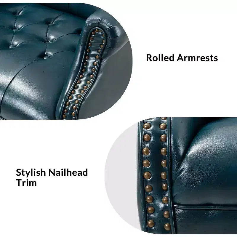 Amadeo Traditional Faux Leather Executive Chair with Solid Wood Base and Tufted Back|HULALA HOME