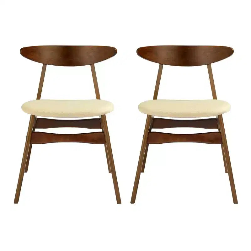 WestinTrends 5-Piece Mid Century Modern Solid Wood Dining Room Set, Walnut/Beige