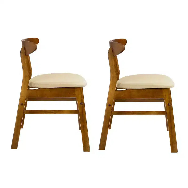 WestinTrends 5-Piece Mid Century Modern Solid Wood Dining Room Set, Walnut/Beige