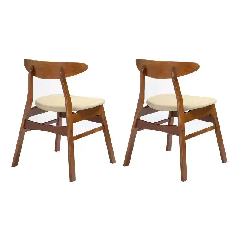 WestinTrends 5-Piece Mid Century Modern Solid Wood Dining Room Set, Walnut/Beige
