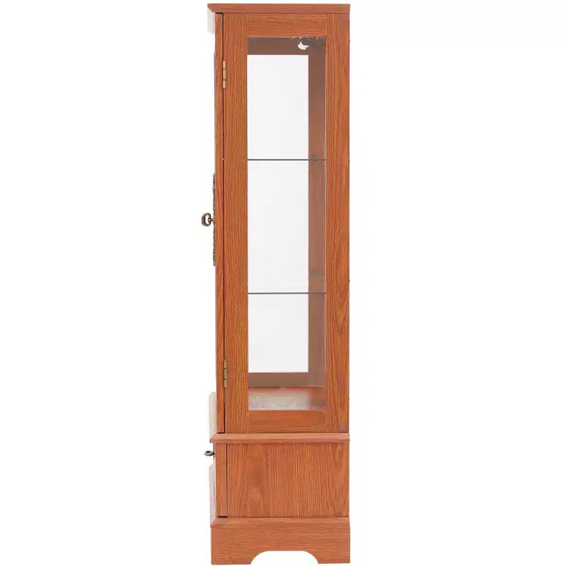 Okak Display Cabinet, Storage Cabinet with 2 Glass Doors and 1 Drawers, Freestanding Cabinet for Living Room, Hallway, Office