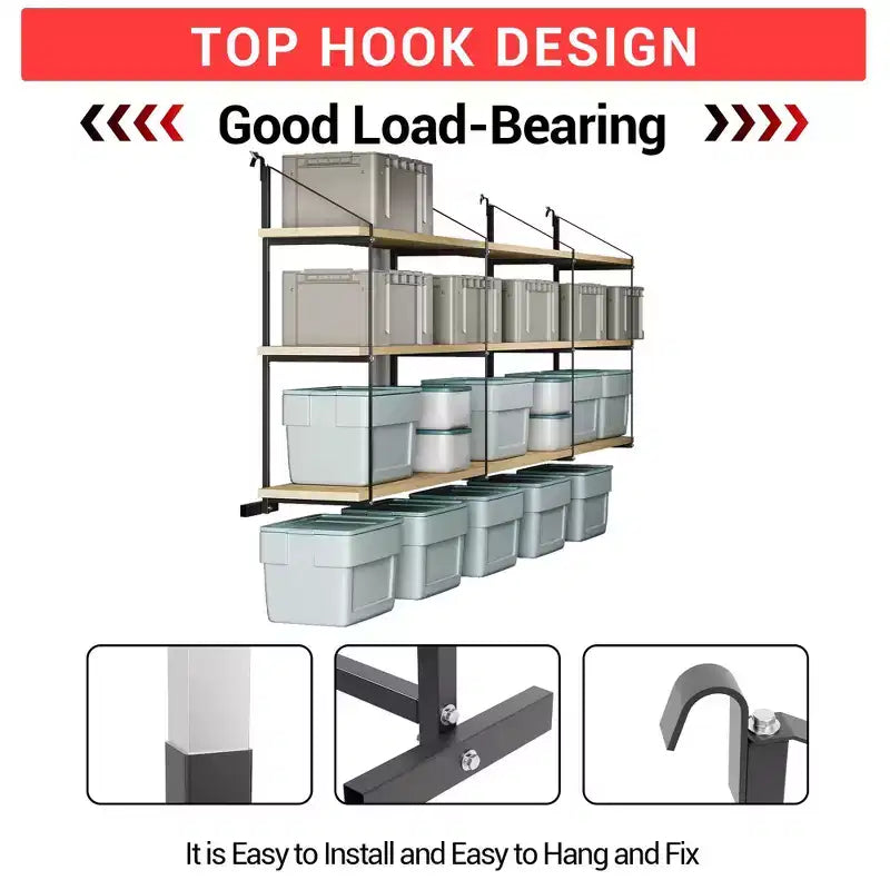 2 Pack Shipping Container Shelving Brackets 3-Tier,1100LBS, Hang & Hook Type, Cargo Containers Storage Shelves, Easy to Install Removable, Heavy-Duty