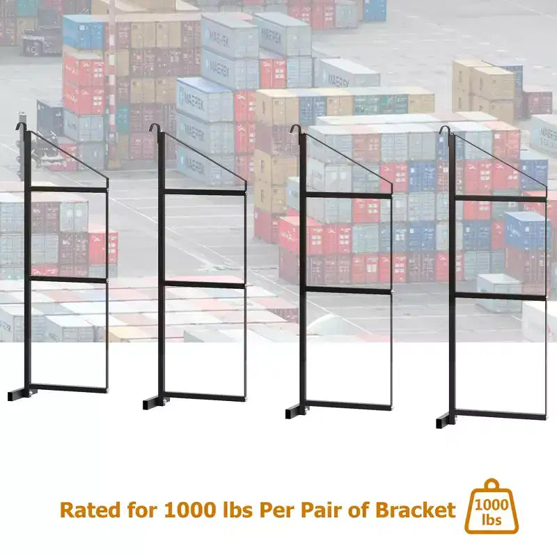2 Pack Shipping Container Shelving Brackets 3-Tier,1100LBS, Hang & Hook Type, Cargo Containers Storage Shelves, Easy to Install Removable, Heavy-Duty