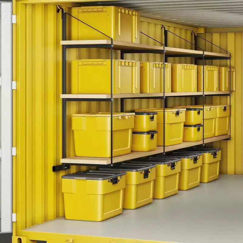 2 Pack Shipping Container Shelving Brackets 3-Tier,1100LBS, Hang & Hook Type, Cargo Containers Storage Shelves, Easy to Install Removable, Heavy-Duty