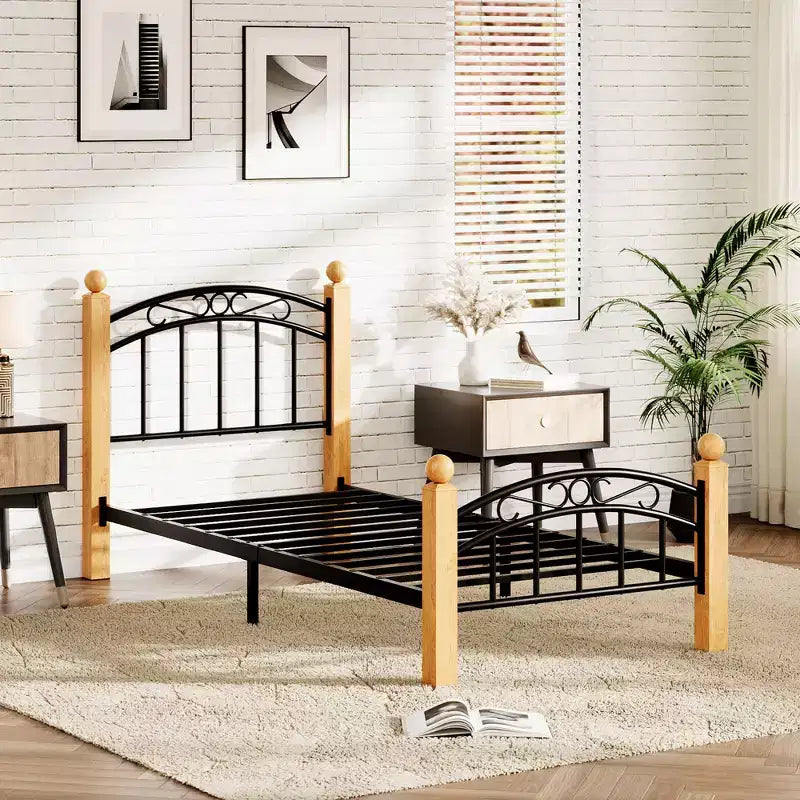 COZONY Metal Platform Bed Frame with Headboard & Footboard, Heavy-Duty Steel Slat Support, Under-Bed Storage, No Box Spring Needed, Easy Assembly