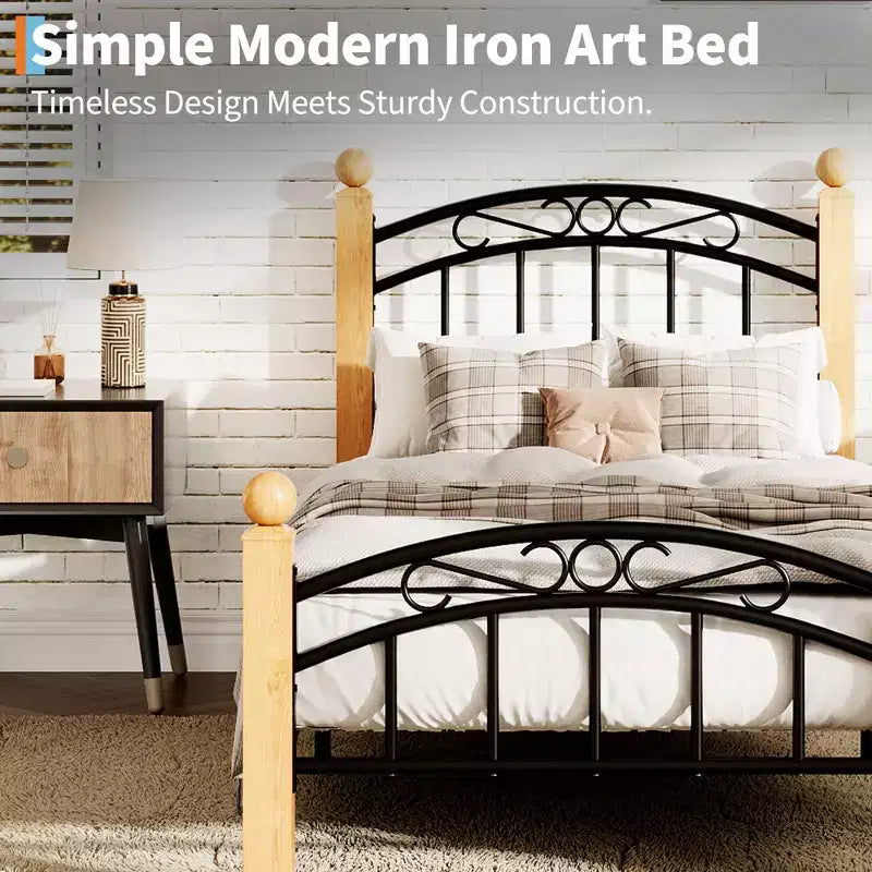 COZONY Metal Platform Bed Frame with Headboard & Footboard, Heavy-Duty Steel Slat Support, Under-Bed Storage, No Box Spring Needed, Easy Assembly