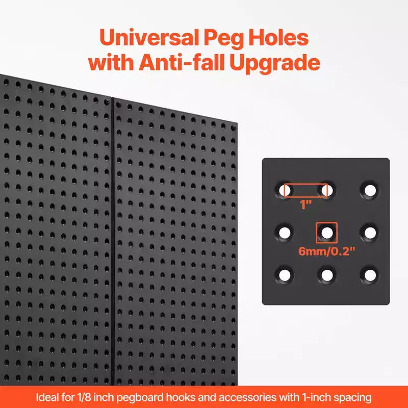 VEVOR Metal Pegboard Panels, 24 x 12 Pegboard, 3 Panels, Heavy Duty Steel Peg Board Wall Organizer, Black