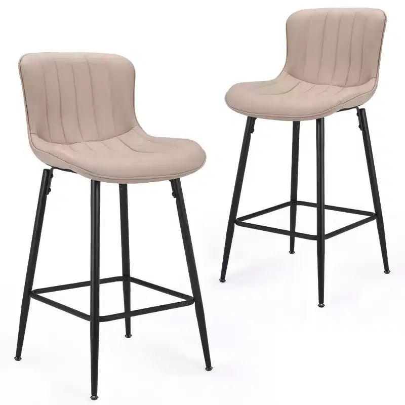 Okak Set of 2 Faux Leather Counter Height Bar Stools for Dining Rooms,Armless Chairs Counter Bar Stools with Black Metal Legs