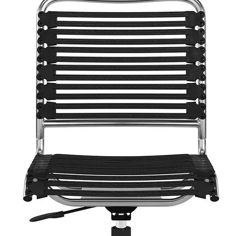 HomeRoots Black and Silver Adjustable Swivel Bungee Rolling Office Chair