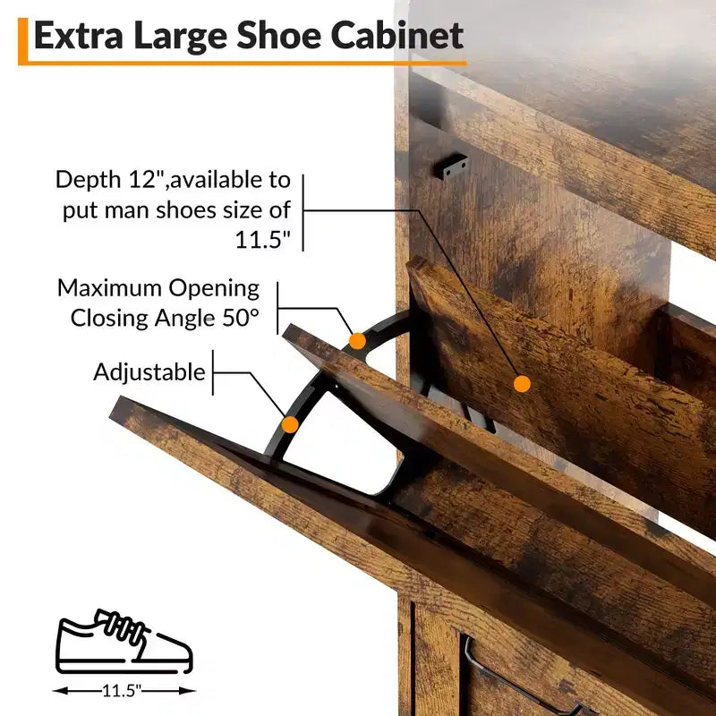 Large Shoe Cabinet Storage with 4 Flip Drawers, Freestanding Shoe Storage Organizer Cabinet for Entryway, Dry and Wet Separation Shoe Organizer