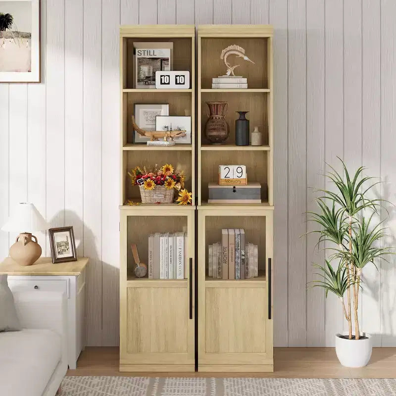 Tall Storage Cabinet with Glass Door, 70 Bathroom Storage Cabinet with Adjustable Shelves for Small Spaces