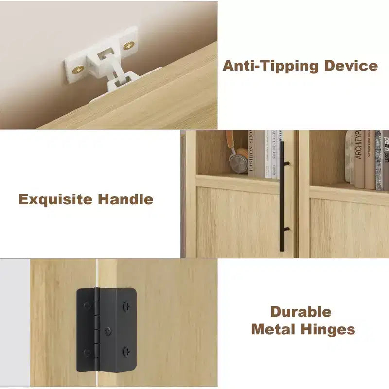 Tall Storage Cabinet with Glass Door, 70 Bathroom Storage Cabinet with Adjustable Shelves for Small Spaces