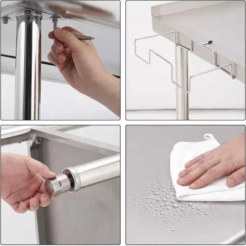 48x24x35in Commercial Metal Prep Table with Adjustable Undershelf, Heavy Duty Worktable for Kitchen, Restaurant, Home, Hotel, Workstation