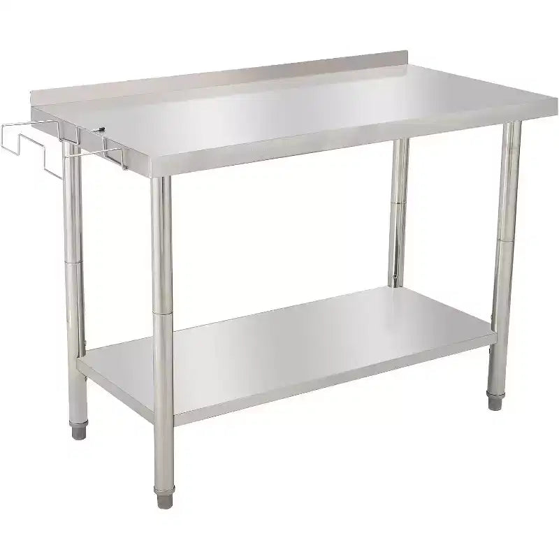 48x24x35in Commercial Metal Prep Table with Adjustable Undershelf, Heavy Duty Worktable for Kitchen, Restaurant, Home, Hotel, Workstation