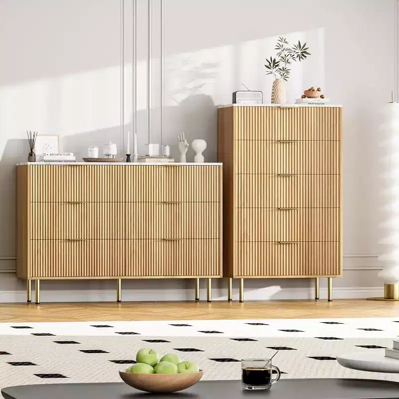 COZONY 6-Drawer Dresser with Fluted Design, Modern Wood Storage Cabinet, Wide Drawer Chest for Bedroom Living Room Entryway