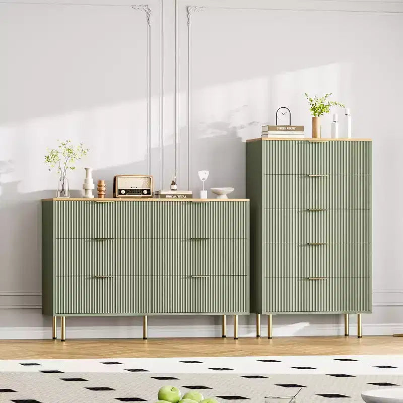 COZONY 6-Drawer Dresser with Fluted Design, Modern Wood Storage Cabinet, Wide Drawer Chest for Bedroom Living Room Entryway