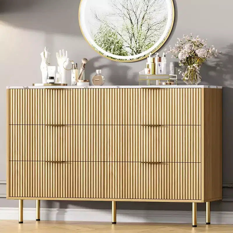COZONY 6-Drawer Dresser with Fluted Design, Modern Wood Storage Cabinet, Wide Drawer Chest for Bedroom Living Room Entryway