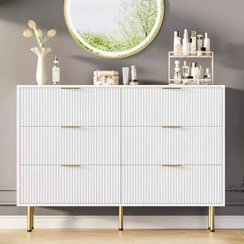 COZONY 6-Drawer Dresser with Fluted Design, Modern Wood Storage Cabinet, Wide Drawer Chest for Bedroom Living Room Entryway