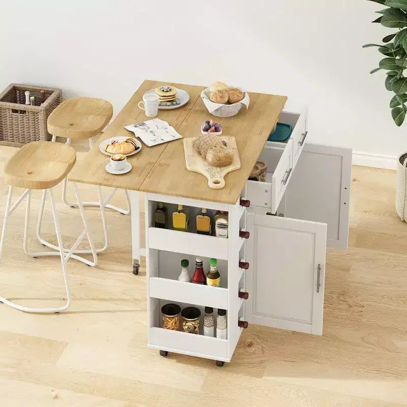 Kitchen Island Cart with 2 Door Cabinet, 2 Drawers, Rolling Island for Kitchen with Storage, Bar Cart