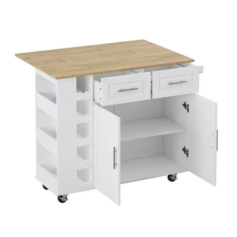 Kitchen Island Cart with 2 Door Cabinet, 2 Drawers, Rolling Island for Kitchen with Storage, Bar Cart