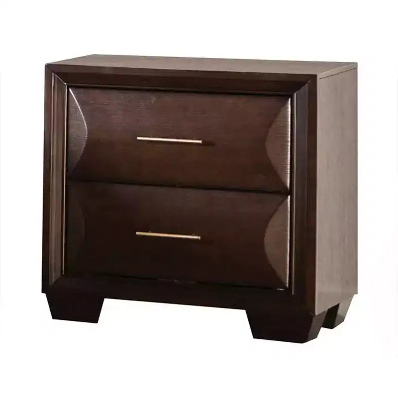 Royal Hampton Nightstand, 2 Drawers, Espresso Brown Solid Wood, 27 Inch
