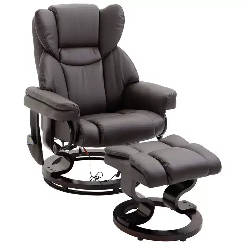 Massage Recliner Chair with Ottoman Footrest,10-Point Vibration and 360 Swivel,Faux Leather Reclining Chair for Living Room with Remote Control