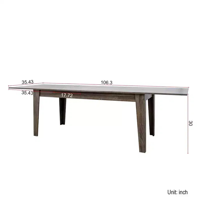Okak 106.3IN Vintage Dining Table, Extendable Kitchen Table with Long Tabletop, Folding Table for Party, Celebration, Meetings, Dark Oak