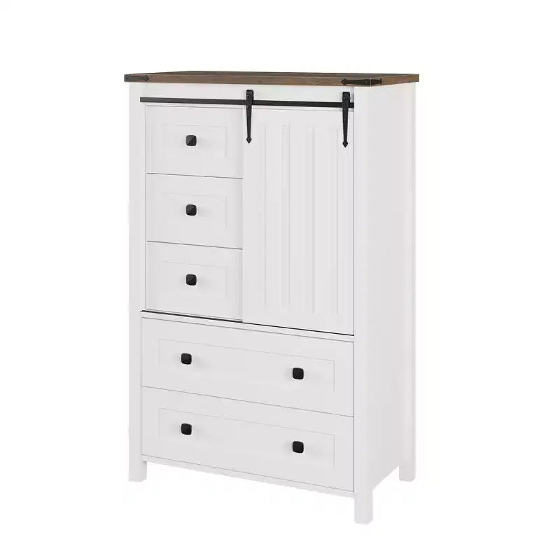 5-Drawer Dresser, Modern Wooden Bedroom Chest of Drawers With Storage Drawers, Farmhouse Style TV Stand for Living Room, Bedroom, Hallway