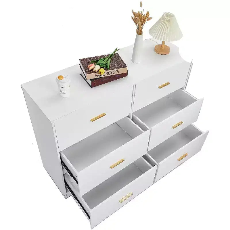 6-Drawer Double Dresser, 47 Wide TV Stand and Storage Cabinet for Bedroom