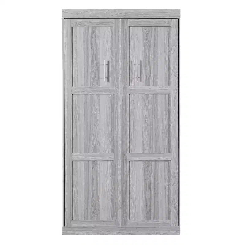 Wood Murphy Bed, Cabinet Beds Foldable Wall Bed Frame for Guest Room Home Office, Gray, Grey