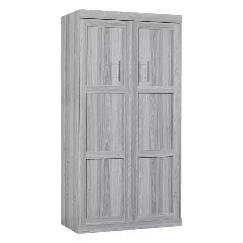Wood Murphy Bed, Cabinet Beds Foldable Wall Bed Frame for Guest Room Home Office, Gray, Grey