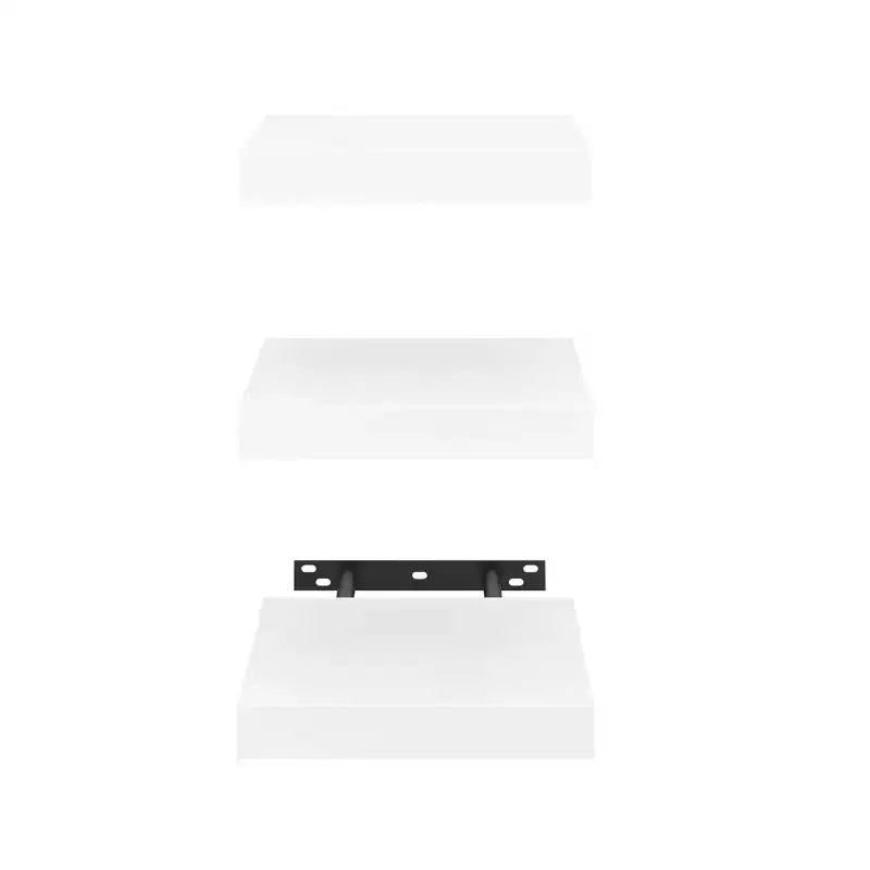 FurnitureR Square Floating Shelves Set of 3, Wall Mounted Rustic Wood Shelves for Bathroom, Bedroom, Living Room, Kitchen, White