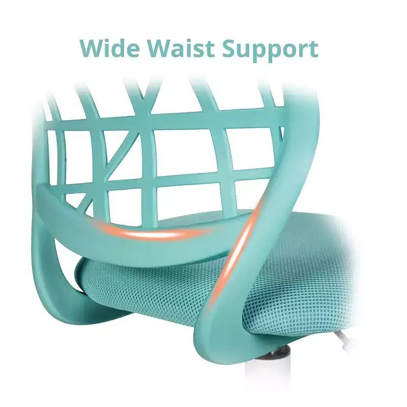 Chaise de bureau FurnitureR, chaise de bureau réglable avec dossier en plastique et coussin d'assise rembourré, chaise pivotante à roulettes, vert