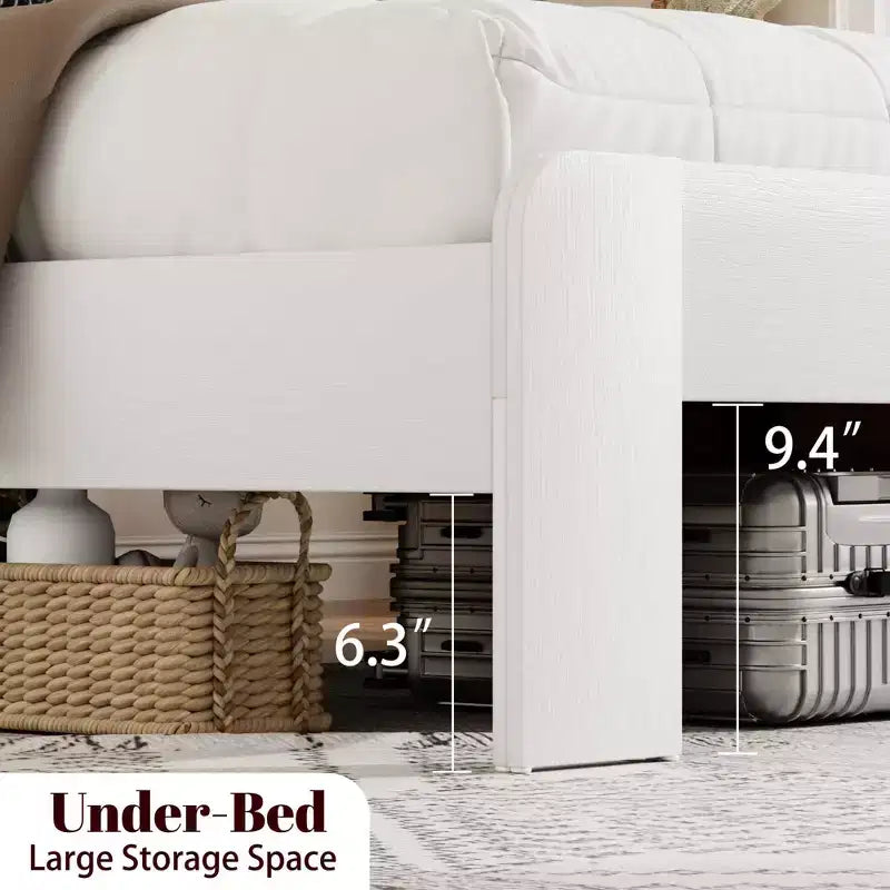 Okak Natural Style All Size Bedroom Platform Bed with Farmhouse Wood Headboard,Modern Bed Frame No Box Spring Needed
