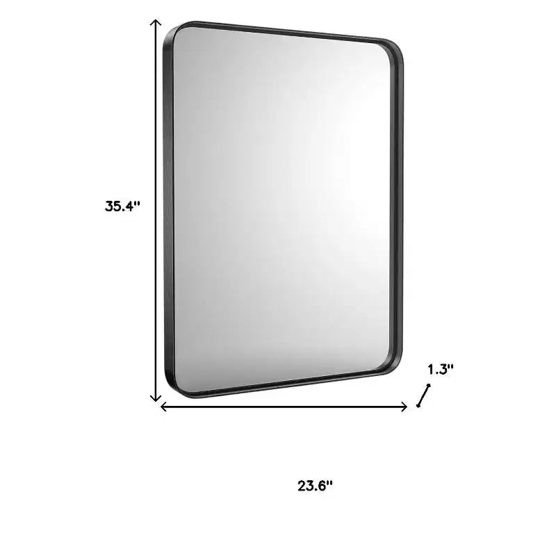HomeRoots 35 Black Metal Floating Framed Bathroom Vanity Mirror