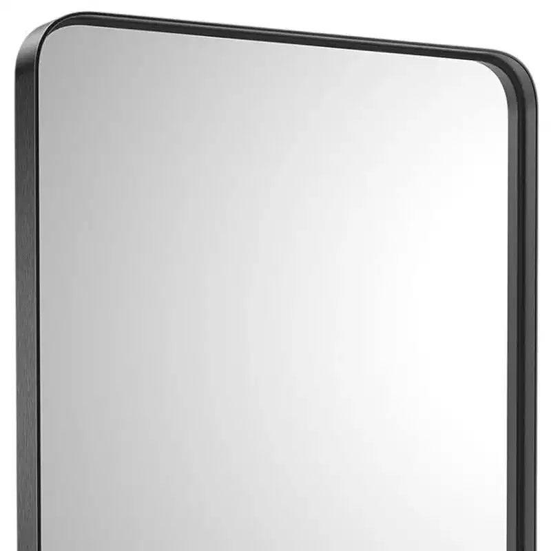 HomeRoots 35 Black Metal Floating Framed Bathroom Vanity Mirror