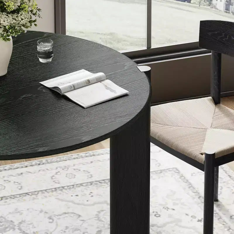 42 Inch Round Black Dining Table, Suitable For Multiple People Dining At The Same Time, Suitable For Both Dining And Living Rooms