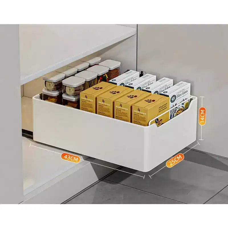 Fridge Drawer,Extendable Drawer Kitchen High Drawers Organiser Kitchen,Metal Kitchen Cabinet for Kitchen Cabinets, No Drilling,25 W x 43 D x 14 H