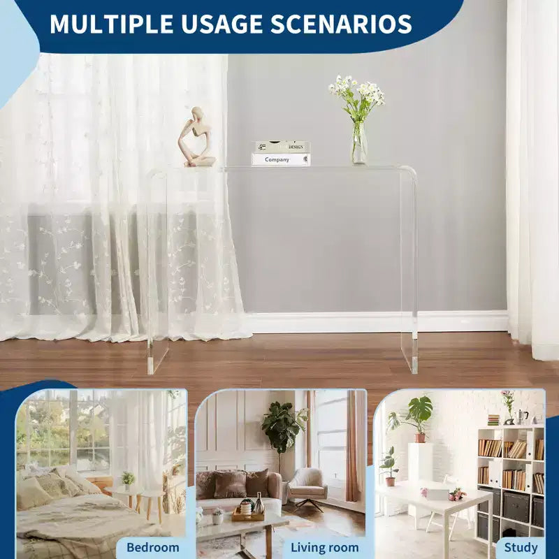 COZONY Modern Acrylic Console Table, Transparent Narrow Side Table, Compact Entryway Accent, Durable & Lightweight, for Living Room or Dining Room