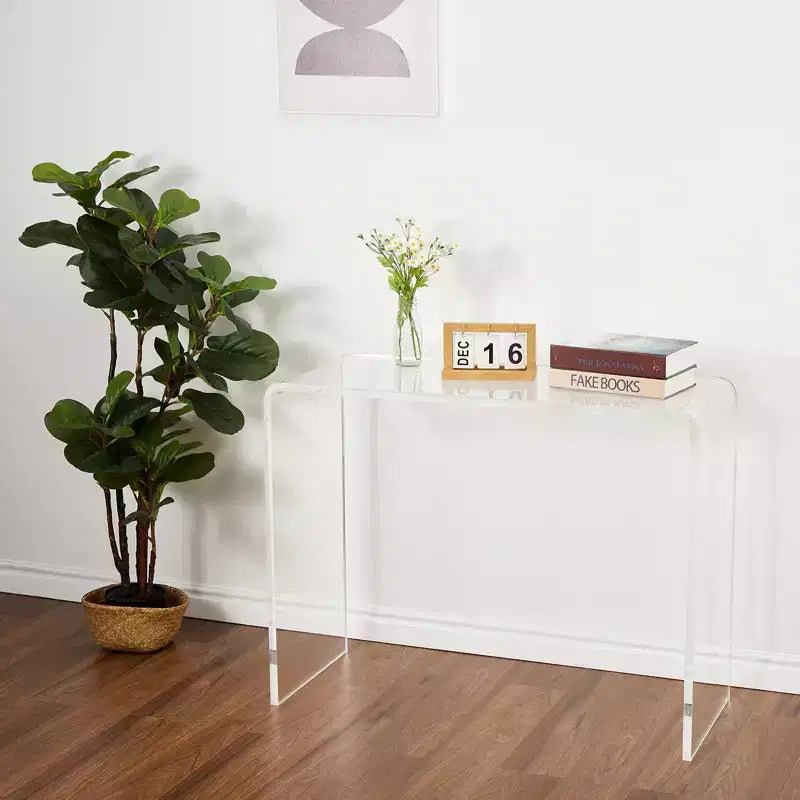 COZONY Modern Acrylic Console Table, Transparent Narrow Side Table, Compact Entryway Accent, Durable & Lightweight, for Living Room or Dining Room