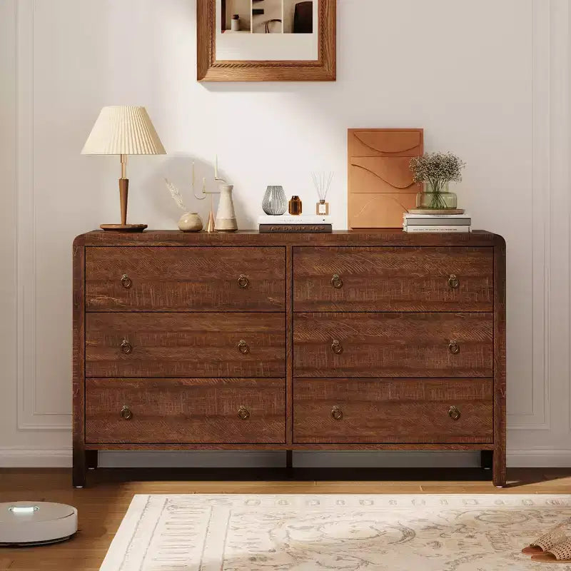 COZONY 6/7 Drawer Dresser for Bedroom,Wood Chest of Drawers with Metal Handles, Storage Organizer Dresser for Living Room & TV Stand Use