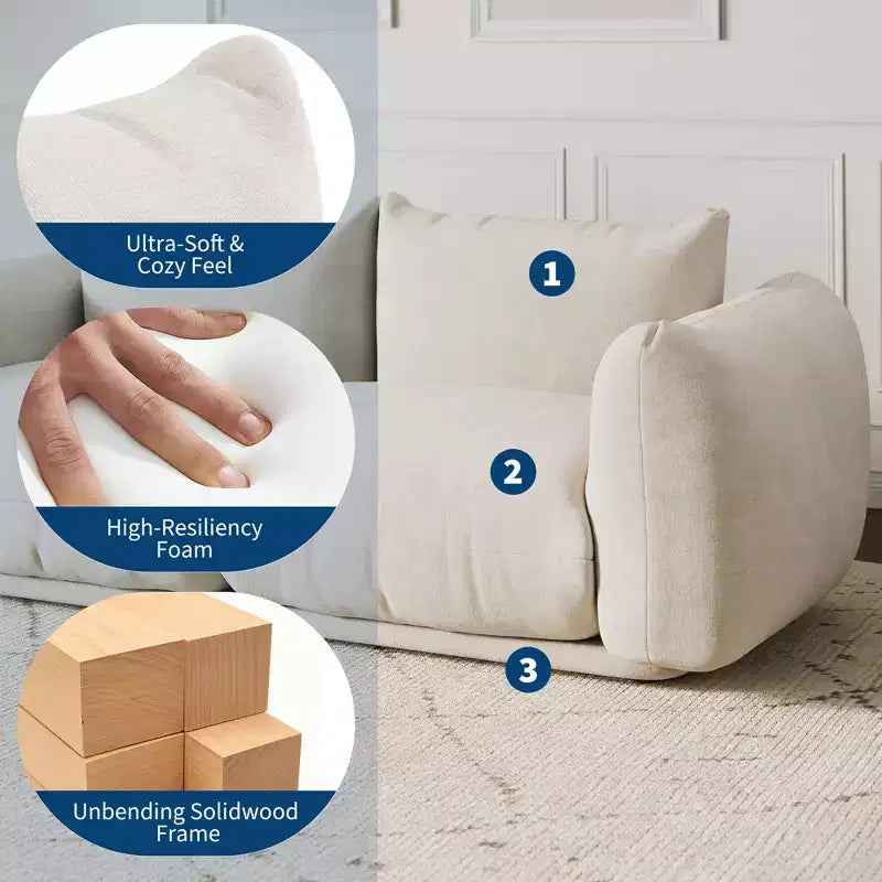 COZONY Chenille Fabric Modular Loveseat Sofa, 2-Seater Cloud Couch with High Resilience Sponge, Small Space Boneless Sofa for Apartment, Living Room