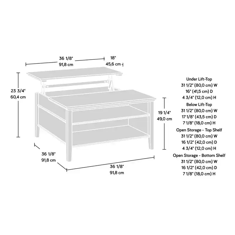 GDFStudio Valdosta Modern Lift-Top Coffee Table with Hidden Storage