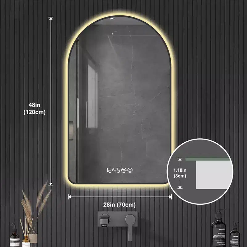 GDFStudio Corin Modern 48 Arched LED Bathroom Mirror with Three Color Temperatures