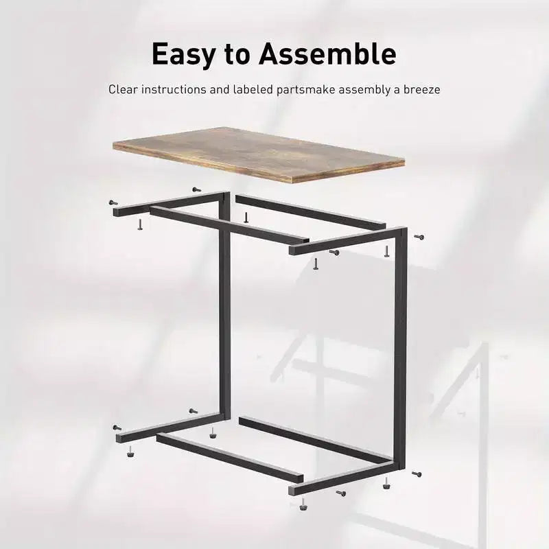 C-shaped End Side Coffee Tray Sofa Table Laptop TV Snack Stand, Metal Frame, Suitable for coffee tables, sofas, living rooms, bedrooms