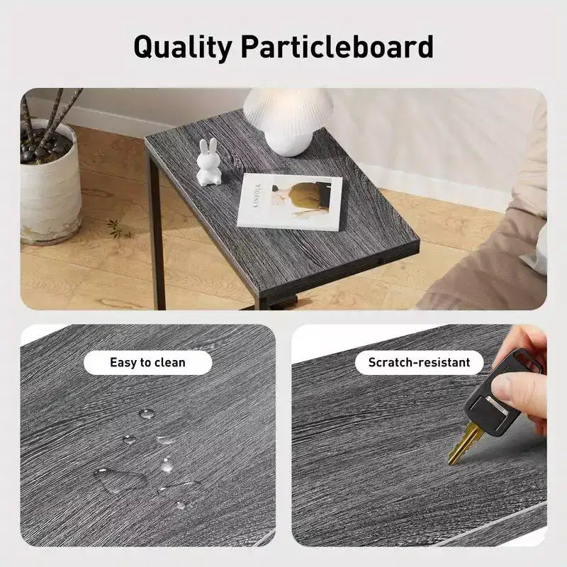 C-shaped End Side Coffee Tray Sofa Table Laptop TV Snack Stand, Metal Frame, Suitable for coffee tables, sofas, living rooms, bedrooms