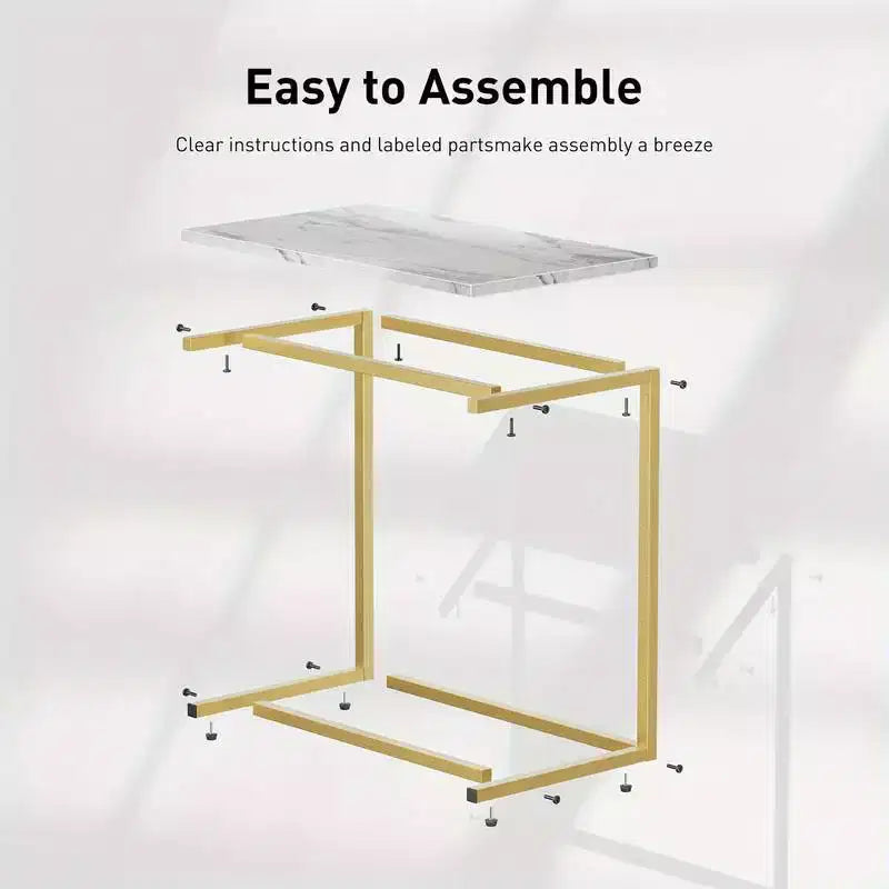 C-shaped End Side Coffee Tray Sofa Table Laptop TV Snack Stand, Metal Frame, Suitable for coffee tables, sofas, living rooms, bedrooms